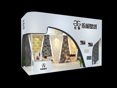 21平米展臺設計制作：二面開口/現(xiàn)代/木質結構/白色，為建材展展商而作（免費使用）