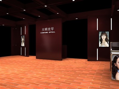 120平米展臺設(shè)計制作：二面開口/現(xiàn)代/木質(zhì)結(jié)構(gòu)/咖啡色，為眼鏡展展商而作（免費使用）