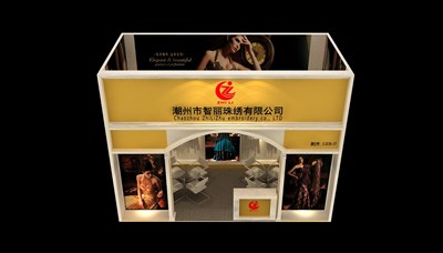 18平米展臺設(shè)計制作：一面開口/現(xiàn)代/木質(zhì)結(jié)構(gòu)/黃色，為服裝展展商而作（免費使用）