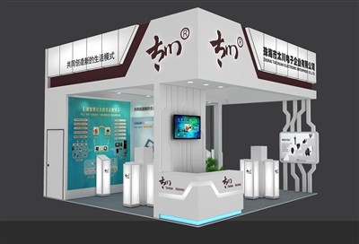 36平米展臺設(shè)計制作：三面開口/現(xiàn)代/木質(zhì)結(jié)構(gòu)/白色，為安防展展商而作（免費使用）