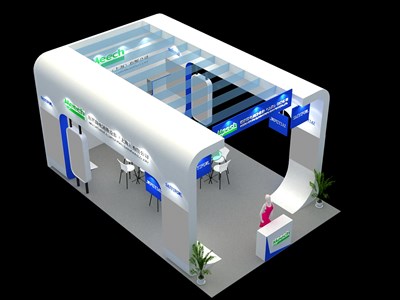 54平米展臺設(shè)計(jì)制作：三面開口/現(xiàn)代/木質(zhì)結(jié)構(gòu)/白色，為汽配展展商而作（免費(fèi)使用）