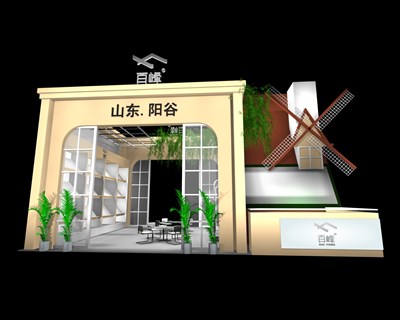 54平米展臺設(shè)計制作：二面開口/田園/木質(zhì)結(jié)構(gòu)/米色，為綜合展展商而作（免費(fèi)使用）