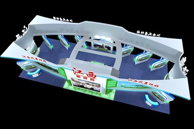 297平米展臺(tái)設(shè)計(jì)制作：四面開(kāi)口/前衛(wèi)/型材結(jié)構(gòu)/白色，為旅游展展商而作（免費(fèi)使用）