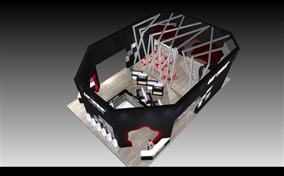 150平米展臺(tái)設(shè)計(jì)制作：四面開口/前衛(wèi)/木質(zhì)結(jié)構(gòu)/黑色，為建材展展商而作（免費(fèi)使用）